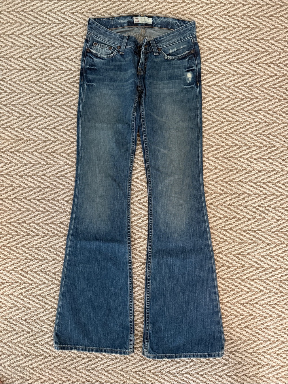Classic Dark Blue Flare Jeans - Fitted Through Hip with Flared Leg